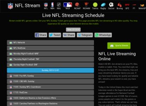 How nflstream.io looks like on a tablet such as an iPad.