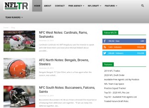 How nfltraderumors.co looks like on a tablet such as an iPad.