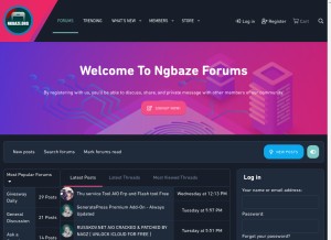 How ngbaze.org looks like on a tablet such as an iPad.
