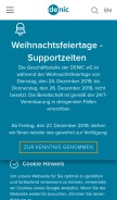 How nic.de looks like on a mobile device such as an iPhone.
