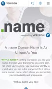 How nic.name looks like on a mobile device such as an iPhone.
