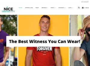 How nicechristianshirts.com looks like on a tablet such as an iPad.