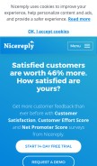 How nicereply.com looks like on a mobile device such as an iPhone.