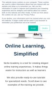 How nicheacademy.com looks like on a mobile device such as an iPhone.