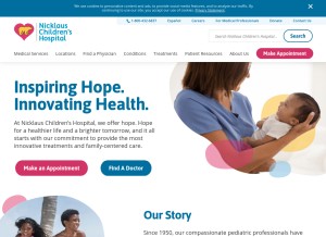 How nicklauschildrens.org looks like on a tablet such as an iPad.