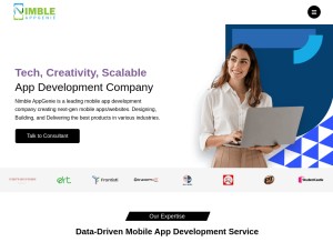 How nimbleappgenie.com looks like on a tablet such as an iPad.