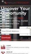 How ninjatrader.com looks like on a mobile device such as an iPhone.