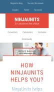 How ninjaunits.com looks like on a mobile device such as an iPhone.