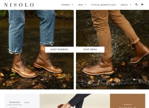 How nisolo.com looks like on a tablet such as an iPad.