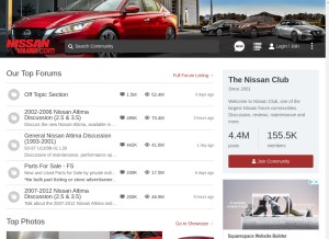 How nissanclub.com looks like on a tablet such as an iPad.