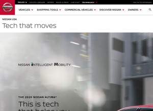 How nissanusa.com looks like on a tablet such as an iPad.