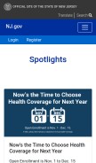 How nj.gov looks like on a mobile device such as an iPhone.
