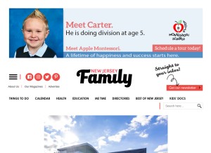 How njfamily.com looks like on a tablet such as an iPad.