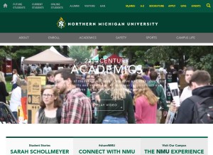 How nmu.edu looks like on a tablet such as an iPad.