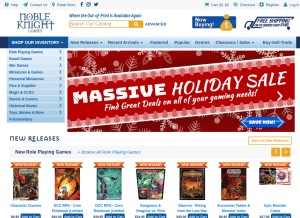 How nobleknight.com looks like on a tablet such as an iPad.