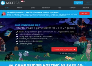How nodecraft.com looks like on a tablet such as an iPad.