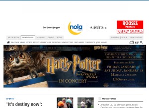 How nola.com looks like on a tablet such as an iPad.