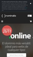 How nominalia.com looks like on a mobile device such as an iPhone.