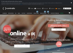 How nominalia.com looks like on a tablet such as an iPad.