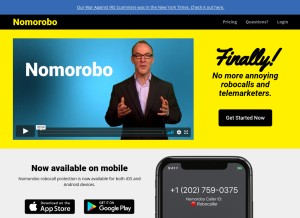 How nomorobo.com looks like on a tablet such as an iPad.