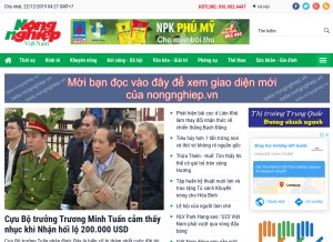 How nongnghiep.vn looks like on a tablet such as an iPad.