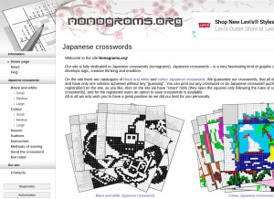 How nonograms.org looks like on a tablet such as an iPad.