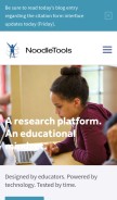 How noodletools.com looks like on a mobile device such as an iPhone.