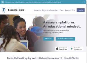 How noodletools.com looks like on a tablet such as an iPad.