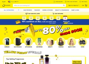 How noon.com looks like on a tablet such as an iPad.