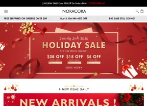 How noracora.com looks like on a tablet such as an iPad.