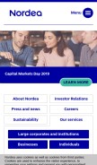 How nordea.com looks like on a mobile device such as an iPhone.