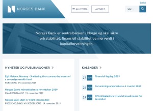 How norges-bank.no looks like on a tablet such as an iPad.