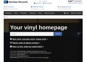 How normanrecords.com looks like on a tablet such as an iPad.