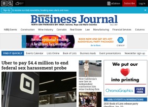 How northbaybusinessjournal.com looks like on a tablet such as an iPad.