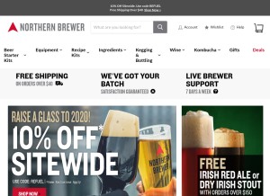 How northernbrewer.com looks like on a tablet such as an iPad.