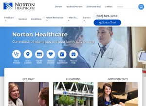 How nortonhealthcare.com looks like on a tablet such as an iPad.