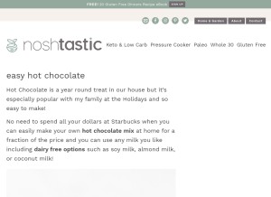 How noshtastic.com looks like on a tablet such as an iPad.