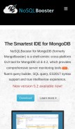 How nosqlbooster.com looks like on a mobile device such as an iPhone.