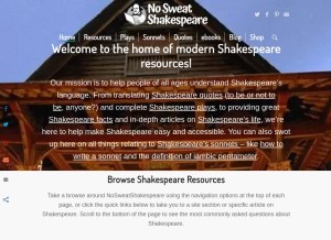 How nosweatshakespeare.com looks like on a tablet such as an iPad.