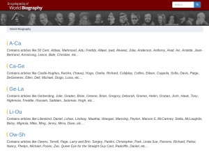 How notablebiographies.com looks like on a tablet such as an iPad.