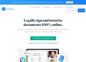 How notarize.com looks like on a tablet such as an iPad.
