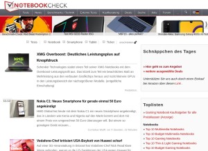 How notebookcheck.com looks like on a tablet such as an iPad.