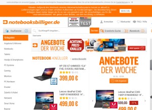 How notebooksbilliger.de looks like on a tablet such as an iPad.