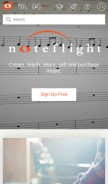 How noteflight.com looks like on a mobile device such as an iPhone.