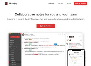 How notejoy.com looks like on a tablet such as an iPad.