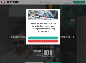 How notifica.re looks like on a tablet such as an iPad.