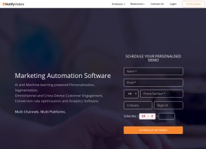How notifyvisitors.com looks like on a tablet such as an iPad.