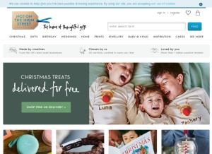How notonthehighstreet.com looks like on a tablet such as an iPad.