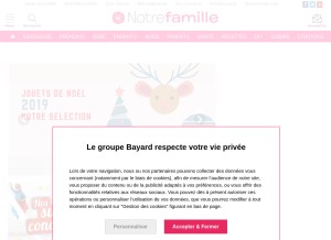 How notrefamille.com looks like on a tablet such as an iPad.