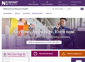 How novanthealth.org looks like on a tablet such as an iPad.